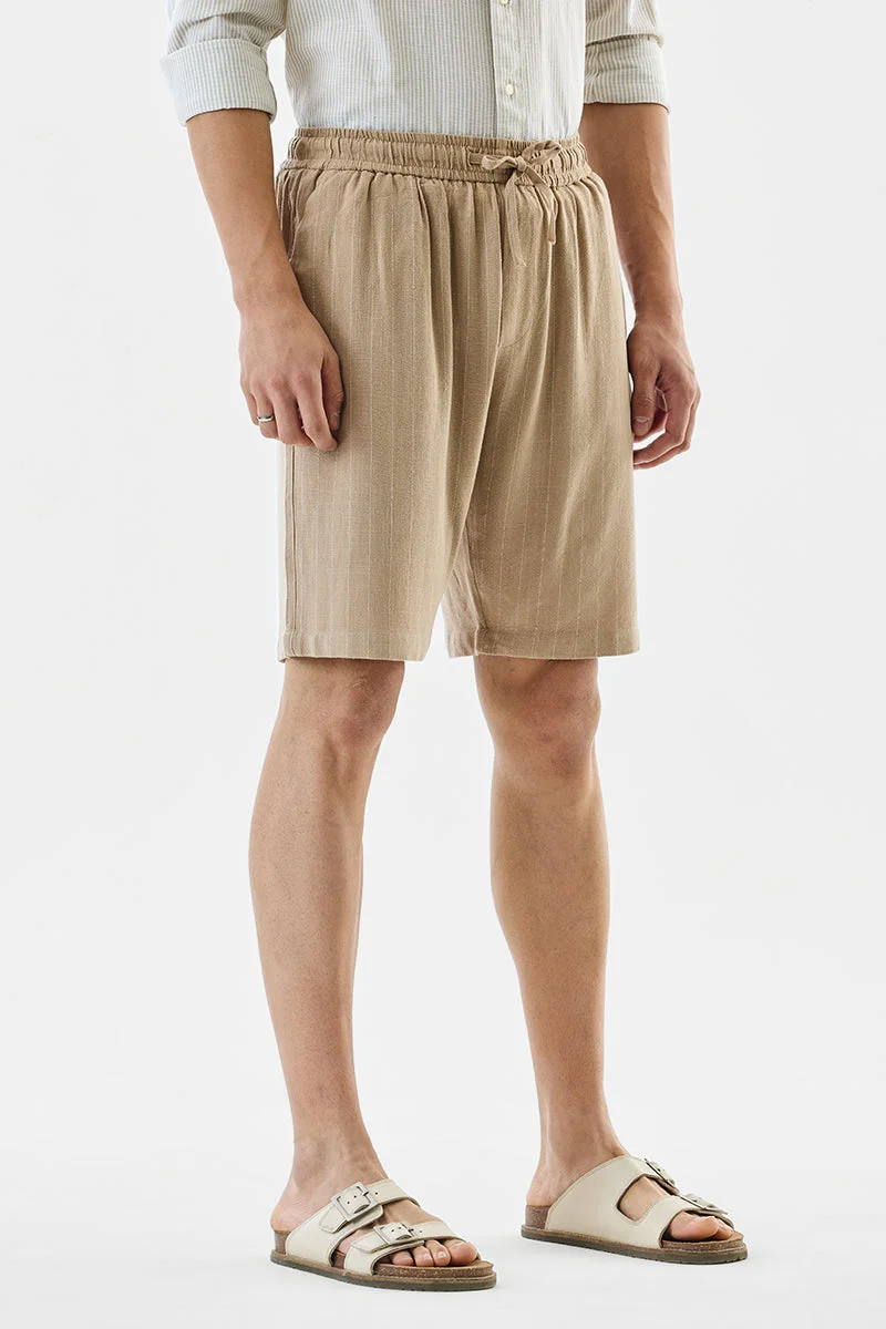 SNITCH شورتات كتان مخططة بقصة عادية