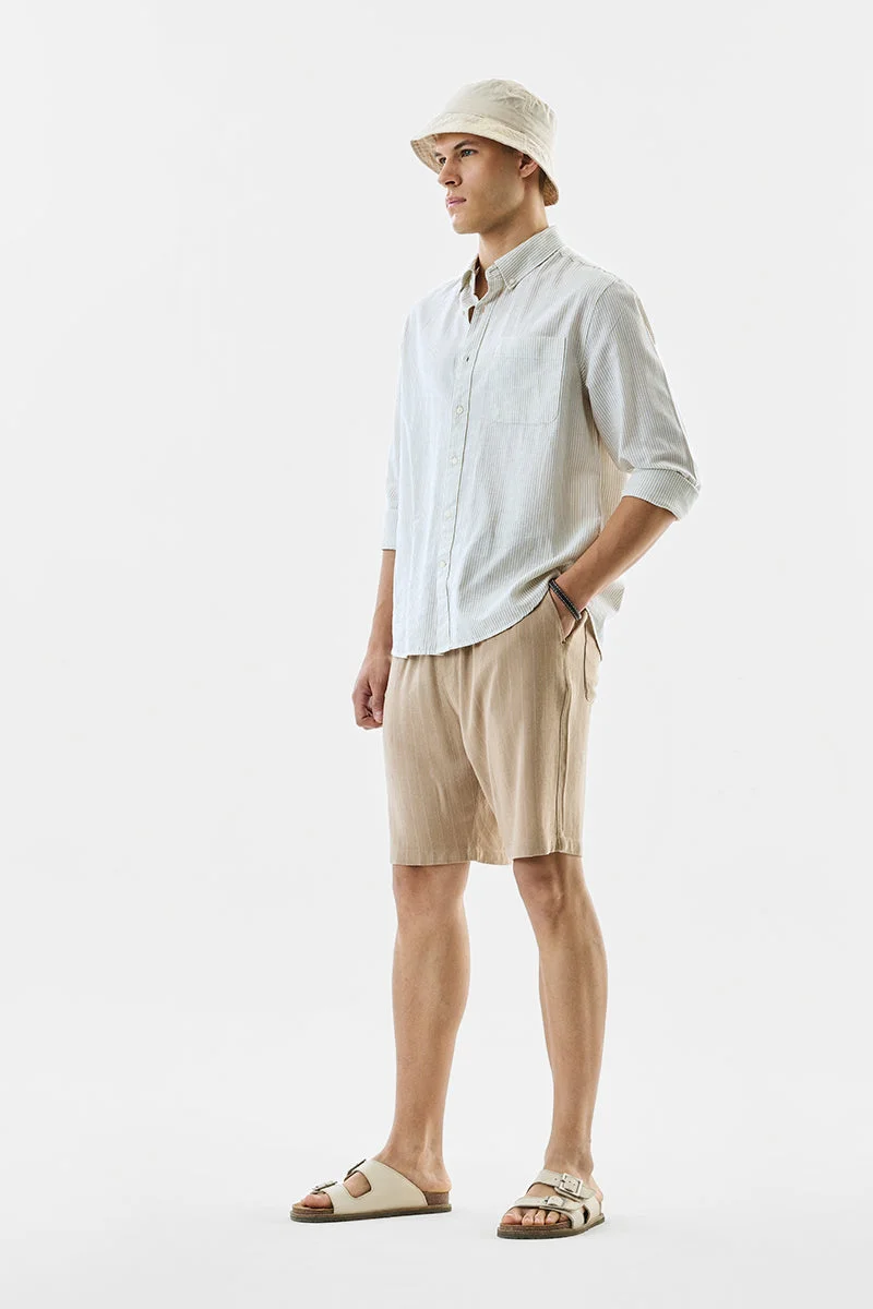 SNITCH شورتات كتان مخططة بقصة عادية