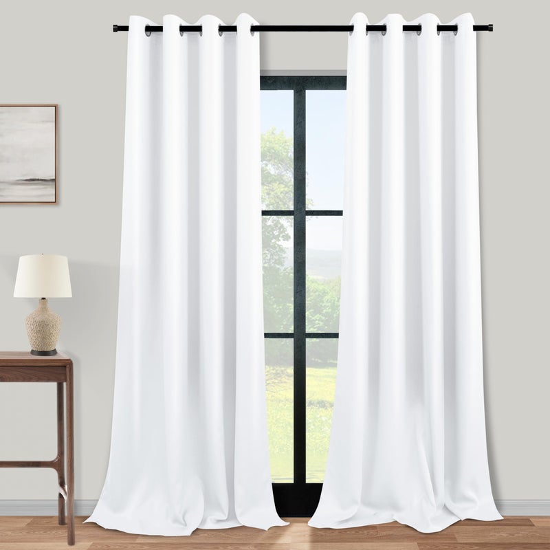 KOUFALL Extra Long White Curtains 120 Inches Long for Living RoomWindow Treatments Coverings Drapes Room Darkening 80 Blackout Draperies52 by 120 Inch Length