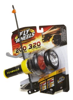 Jakks Fly Wheels Launcher + 2 Rip it up to 320 Scale MPH, Fast Speed, Amazing Stunts & Jumps up to 9 Meters All Terrain Action: Dirt, mud, Water, Snow-One of The Hottest Wheels Around, Moto FlyWheels-Yellow  - Image 1