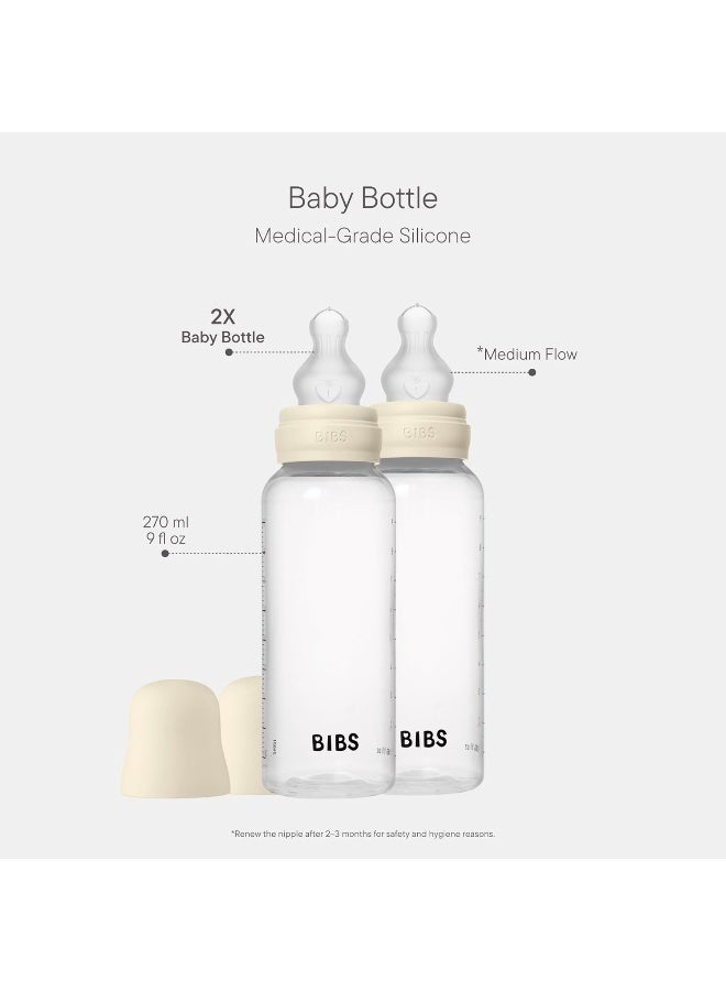 BIBS زجاجة بيبس للأطفال 270 مل عبوة من 2 حلمات مطاطية طبيعية - مجموعة زجاجات الأطفال مضادة للمغص خالية من BPA تدفق بطيء خفيفة الوزن وسهلة التنظيف مناسبة للمواليد من 0 سنوات - عاجي - Image 2