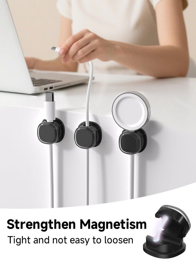 COOCAT Magnetic Cable Clips, Adjustable Cord Holder Management, Adhesive Wire Keeper Organizer for Home Office Desk Phone PC Car Wall Desktop Nightstand Appliance (9-PCS Black) - Image 2