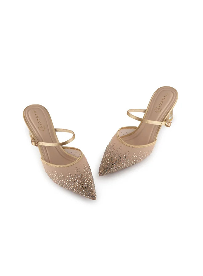 Vincci Women Pointed Toe Mid Heel Sandals