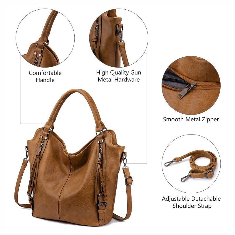 Realer Tote Bag for Women PU Leather Shoulder Bags Fashion Hobo Bags Large Purse and Handbags with Adjustable Shoulder Strap - Image 2