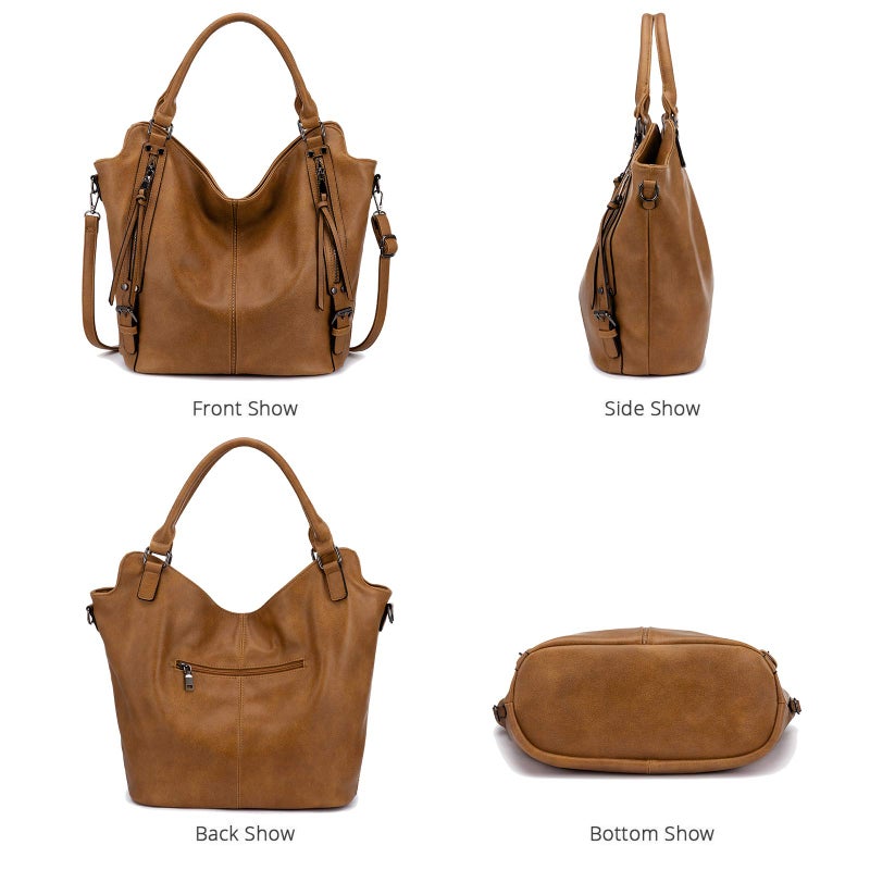 Realer Tote Bag for Women PU Leather Shoulder Bags Fashion Hobo Bags Large Purse and Handbags with Adjustable Shoulder Strap - Image 4