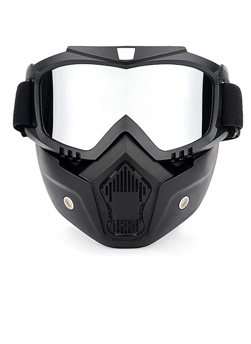 Y&D Motorcycle Goggles with Detachable Mask, Motocross Riding Cycling Motorbike ATV Dirt Bike Racing Off Road Cosplay Goggle Glasses, Adjustable Non-Slip Strap Retro Harley Helmet  - Image 1