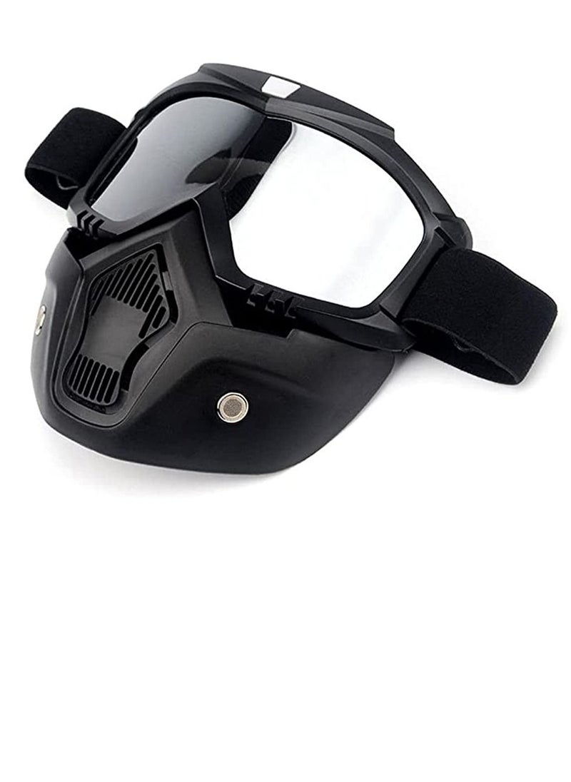 Y&D Motorcycle Goggles with Detachable Mask, Motocross Riding Cycling Motorbike ATV Dirt Bike Racing Off Road Cosplay Goggle Glasses, Adjustable Non-Slip Strap Retro Harley Helmet  - Image 4