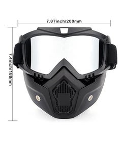 Y&D Motorcycle Goggles with Detachable Mask, Motocross Riding Cycling Motorbike ATV Dirt Bike Racing Off Road Cosplay Goggle Glasses, Adjustable Non-Slip Strap Retro Harley Helmet  - Image 3
