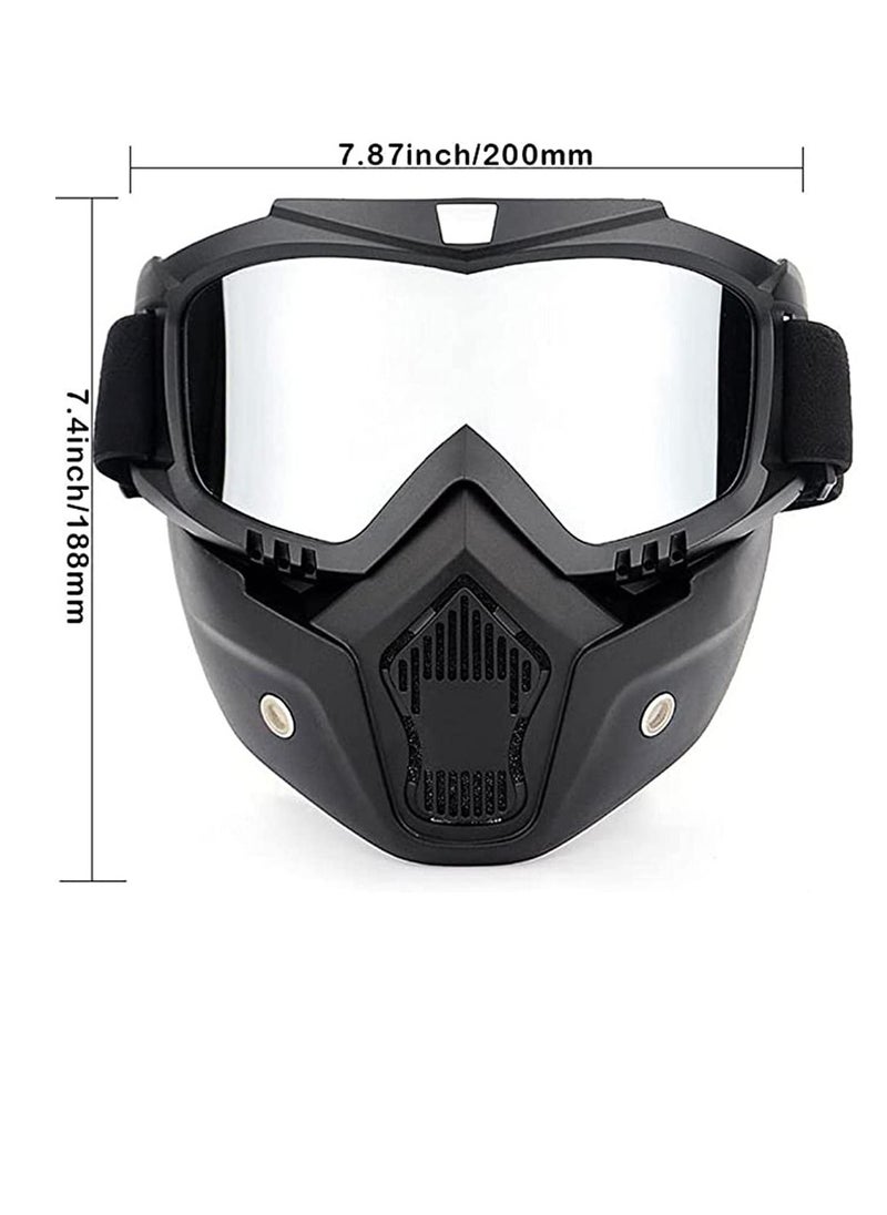 Y&D Motorcycle Goggles with Detachable Mask, Motocross Riding Cycling Motorbike ATV Dirt Bike Racing Off Road Cosplay Goggle Glasses, Adjustable Non-Slip Strap Retro Harley Helmet  - Image 3