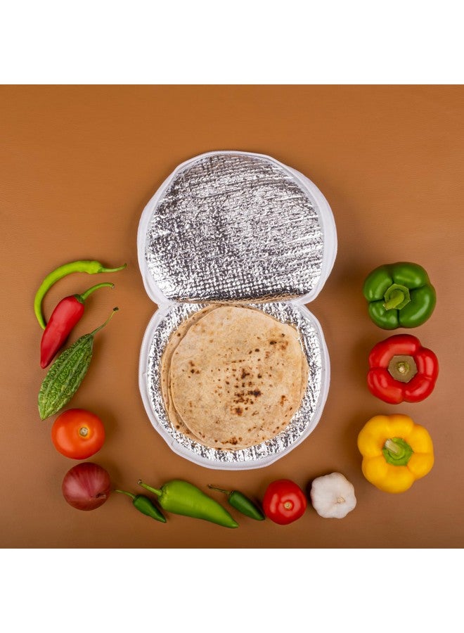 Clazkit غطاء قماش قطن كلزكيت لروتي، غطاء شاباتي بسحاب معزول بتصميم دائري، منديل مطبخ تقليدي (قد يختلف اللون) يحافظ على روتي-شاباتي طازج - مجموعة من 2 - Image 1