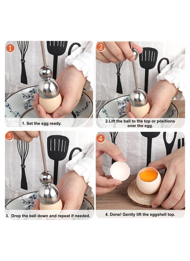Egg Topper Egg Shell Opener Stainless Steel Egg Cracker Tool  for Soft or Hard Boiled Egg Egg Separator Egg Shell Remover for Hard Raw Boiled Eggs Easily Cut the Top of Soft-Boiled Eggs - Image 3