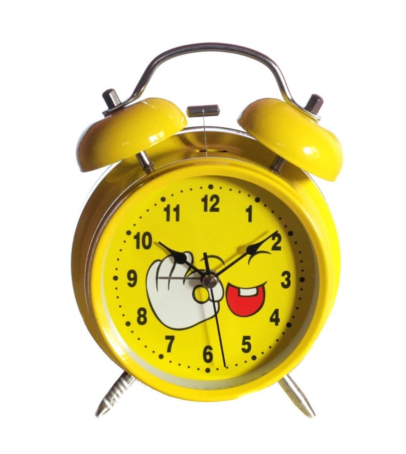 Lilone Round Emoji Design Twin Bell Loud Alarm Clock for Heavy Sleepers | for Home Decor Kids Room (Yellow)… - Image 2