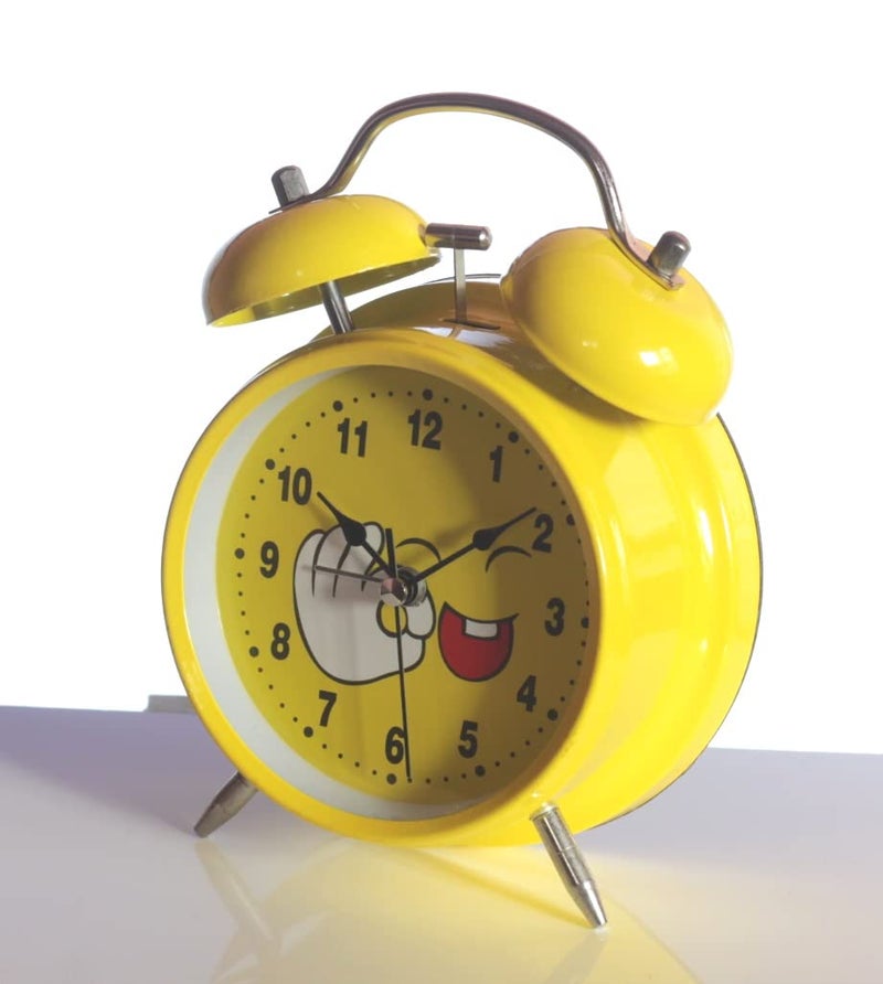 Lilone Round Emoji Design Twin Bell Loud Alarm Clock for Heavy Sleepers | for Home Decor Kids Room (Yellow)… - Image 3
