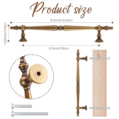 Shimeyao 10 Pack Antique Brass Cabinet Pulls 63160mm Hole Center Vintage Cabinet Pulls Handles Drawer Handles Closet for Kitchen Bathroom Drawer Dresser Pull Hardware Hole Center - Image 3