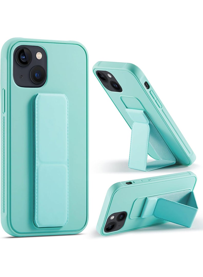 Case Up Compatible with Apple iPhone 14 Plus Case with Magnetic Stand & Holder, Premium Silicone Finger Grip Strap Holder Case Car Mount Kickstand Cover- Mint Green - Image 1