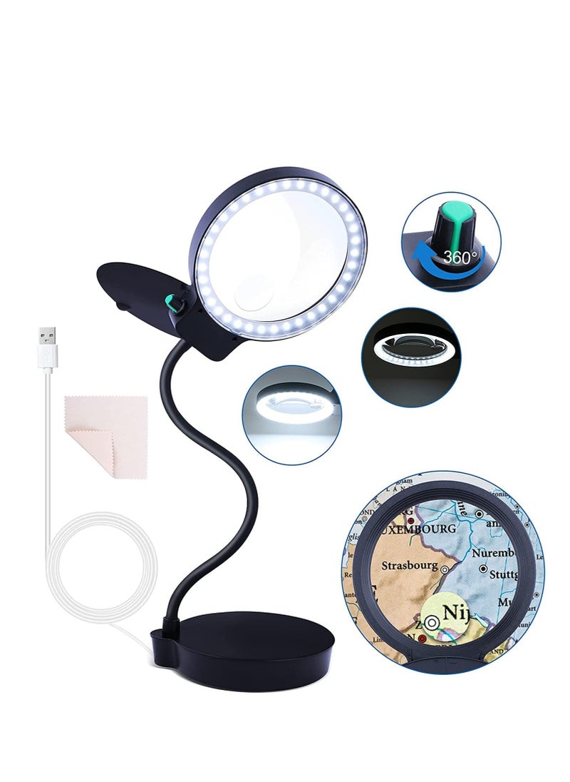 KASTWAVE - Magnifying Glass with Light and Stand 10X 20X Magnifying Desk Lamp with Brightness Stepless Dimmable - Image 1