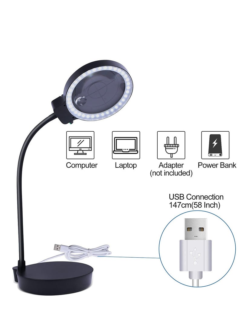 KASTWAVE - Magnifying Glass with Light and Stand 10X 20X Magnifying Desk Lamp with Brightness Stepless Dimmable - Image 1