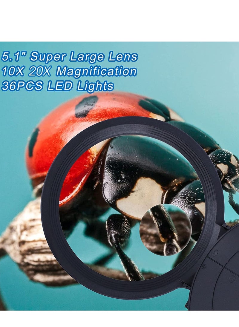 KASTWAVE - Magnifying Glass with Light and Stand 10X 20X Magnifying Desk Lamp with Brightness Stepless Dimmable - Image 1