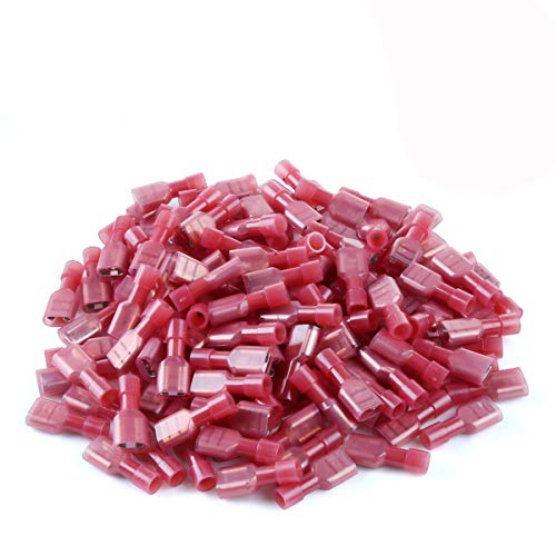 XHF 100 Pcs XHF 22-16 AWG Nylon Female Spade Connectors Quick Disconnect Wire Terminals Insulated Wire Crimp Connectors Red - Image 1