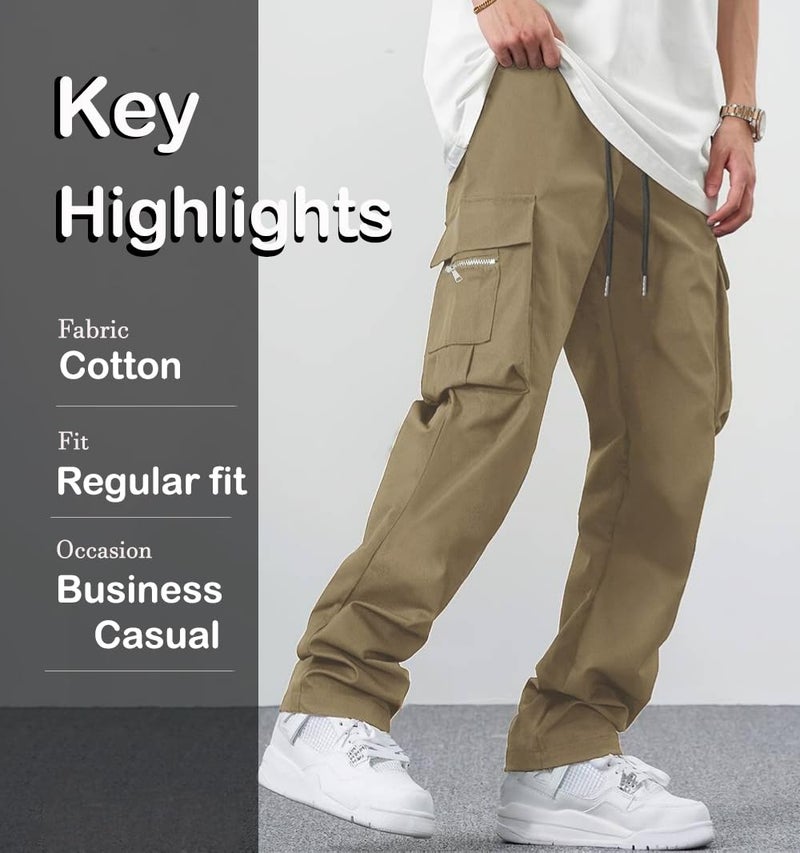 TAGDO Men's Casual Techwear Drawstring Cargo Pants Hiphop Baggy Pants (RF-Cargo-2024-Gold-34) - Image 3