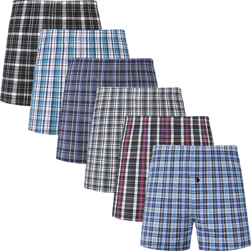 JupiterSecret Men's Underwear Woven Boxers for Men Pack Cotton Boxer Shorts Elastic Waistband - Image 1