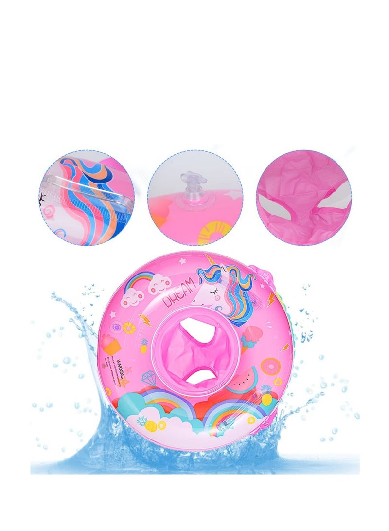 SOLARAE Baby Swimming Float, Swimming Inflatable Ring for Kids, Cartoon Unicorn Baby Pool Float with Seat, Swimming Ring Water Toys, Helps Baby Learn to Swim, for Kids the Age Of 3-72 Months - Image 2