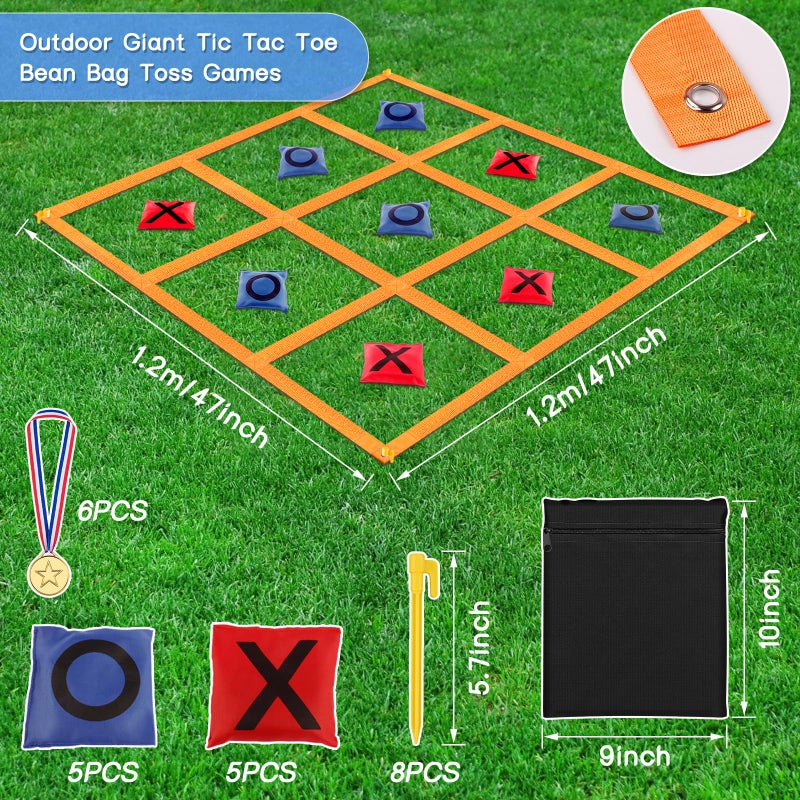 whumsdog Giant Tic Tac Toe Strap Game Outdoor, 4 Ft X 4 Ft Portable Tic Tac Toe Bean Bag Toss Game, Large Yard Toss Game Tic Tac Toss Across Camping Games for Kids, Families and Friends - Image 2