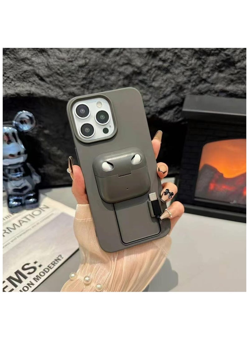 بلو فاير جراب مدمج 2 في 1 لهاتف iPhone 16 Pro Max مع مساحة تخزين لسماعات AirPods 3/4 – غطاء واقٍ من السيليكون و TPU مقاوم للماء والصدمات مع دعم الشحن اللاسلكي، تصميم نحيف صديق للبيئة مضاد للخدوش، غطاء أنيق ومتين مع مكان مدمج للسماعات، إكسسوار متعدد الوظائف عصري لمستخدمي iPhone 16 Pro Max من Apple - Image 1