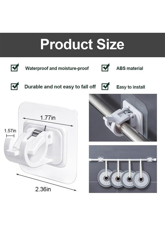 Self Adhesive Curtain Rod Brackets Set of Eight No Drill Drapery Hooks for Easy Installation in Kitchen Bathroom and Hotel Use White Plastic - Image 2