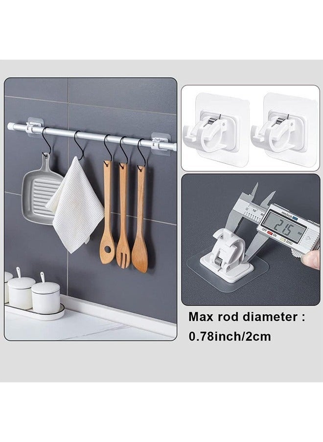 Self Adhesive Curtain Rod Brackets Set of Eight No Drill Drapery Hooks for Easy Installation in Kitchen Bathroom and Hotel Use White Plastic - Image 3