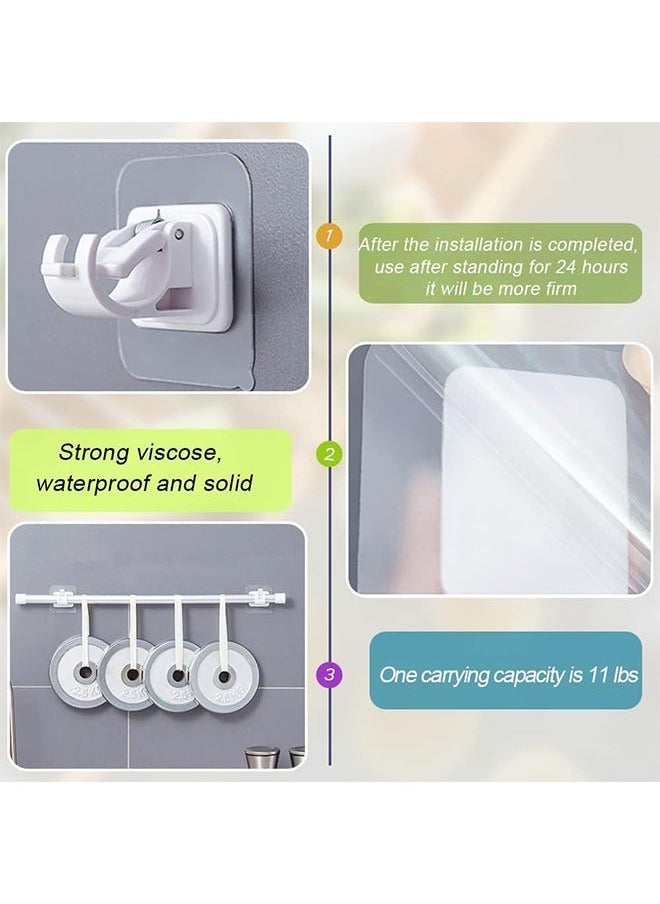 Self Adhesive Curtain Rod Brackets Set of Eight No Drill Drapery Hooks for Easy Installation in Kitchen Bathroom and Hotel Use White Plastic - Image 4