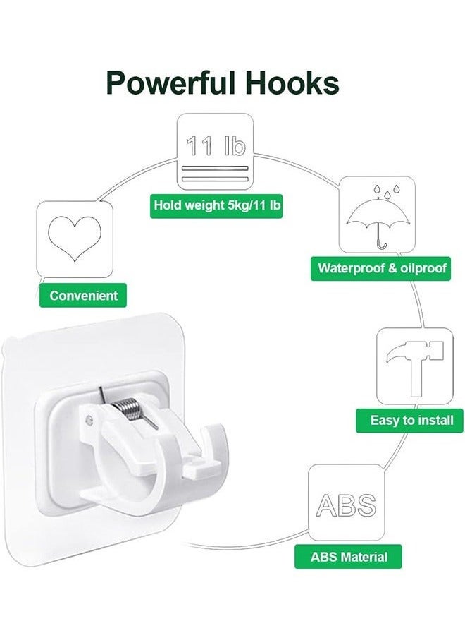 Self Adhesive Curtain Rod Brackets Set of Eight No Drill Drapery Hooks for Easy Installation in Kitchen Bathroom and Hotel Use White Plastic - Image 5