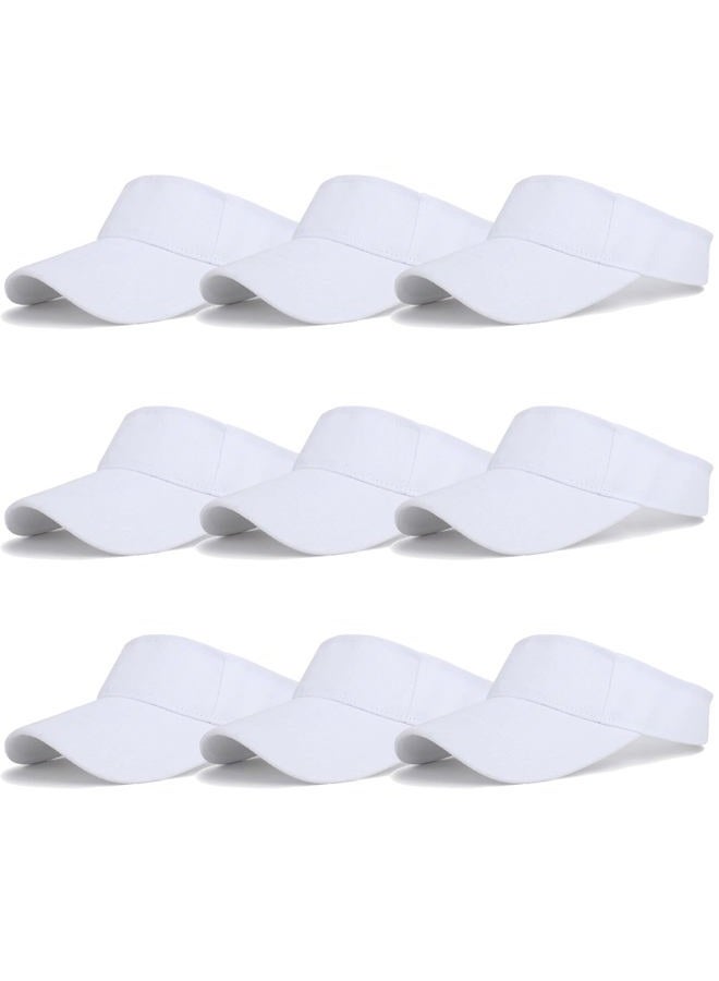 Ultrafun 9Pack Kids Sun Visor Hat UV Protection Sports Tennis Beach Summer Visor Hats for Boys Girls Aged 5 to 12 Years, 9pack-white, One Size - Image 1