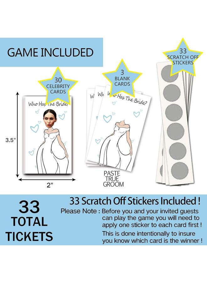 33 لعبة حمّام العروس اللطيفة - لعبة حمّام العروس بخدش الفائز. ألعاب حفلة العازبات المضحكة - من لديها العروس - 33 ورقة - Image 2