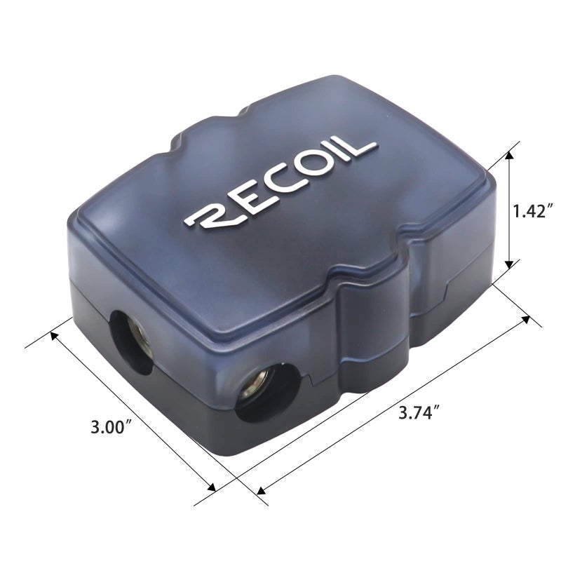 Recoil MFH13 3-Way Mini-ANL Fused Distribution Block, 3 X 0/2/4 Gauge in / 3 X 4/8 Gauge Out Fused Distribution Block with 60A, 80A, 100A Fuses, Solid Brass for Maximum Power Transfer - Image 4
