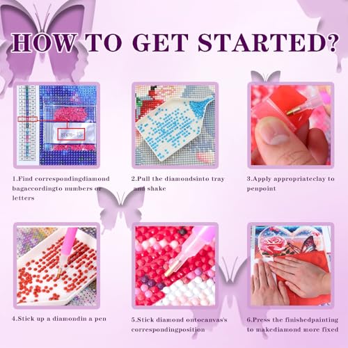 DOTZSO Butterfly Diaomnd Painting Kits for Adults DIY 5D Round Full Drill Butterfly Flowers Diamond Art Adult Diamond Painting Very Suitable for Home Leisure and Wall Decoration 11.8x15.7 (Inches) - Image 3