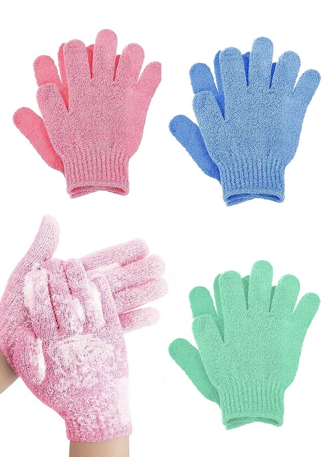 Lemon 3 Pair Bath Gloves for Shower Natural Loofah Exfoliating Wash Gloves for Body and Face, Dead Skin Remover, Double Sided Microfibre Shower Body Gloves for Adults and Kids  - Image 1