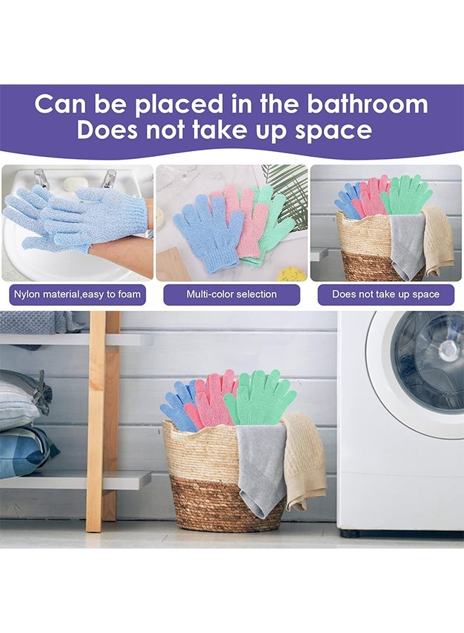 Lemon 3 Pair Bath Gloves for Shower Natural Loofah Exfoliating Wash Gloves for Body and Face, Dead Skin Remover, Double Sided Microfibre Shower Body Gloves for Adults and Kids  - Image 4