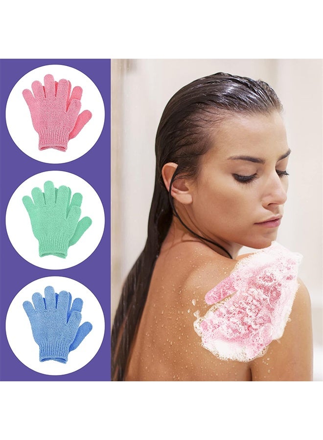 Lemon 3 Pair Bath Gloves for Shower Natural Loofah Exfoliating Wash Gloves for Body and Face, Dead Skin Remover, Double Sided Microfibre Shower Body Gloves for Adults and Kids  - Image 2