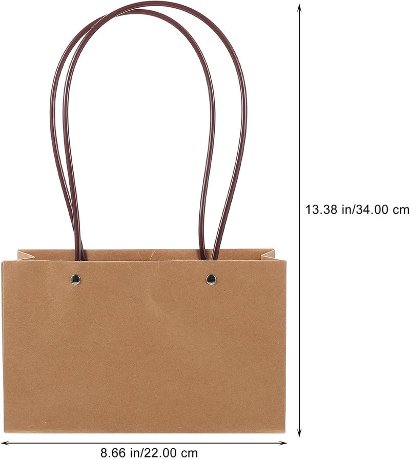 Ipetboom 10pcs Kraft Paper Bags with Handles, Decorative Flower Wrapping Bags for Party Candy and Bouquet Supplies, Multi-function Kraft Handheld Packaging for Weddings and Festivals - Image 2