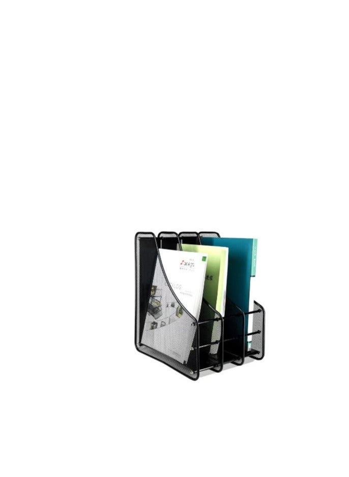 Terabyte Mesh Magazine File Holder, Desk Organizer File Folder Document Rack for Office Organization and Storage, 3 Vertical Compartments, Black - Image 2