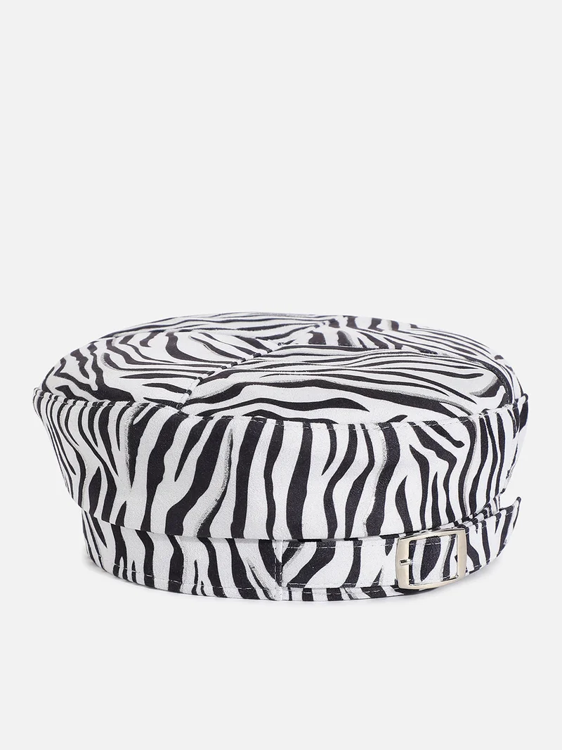 Haute Sauce  Black & White Zebra Textured Beret Hat  | Best Price UAE