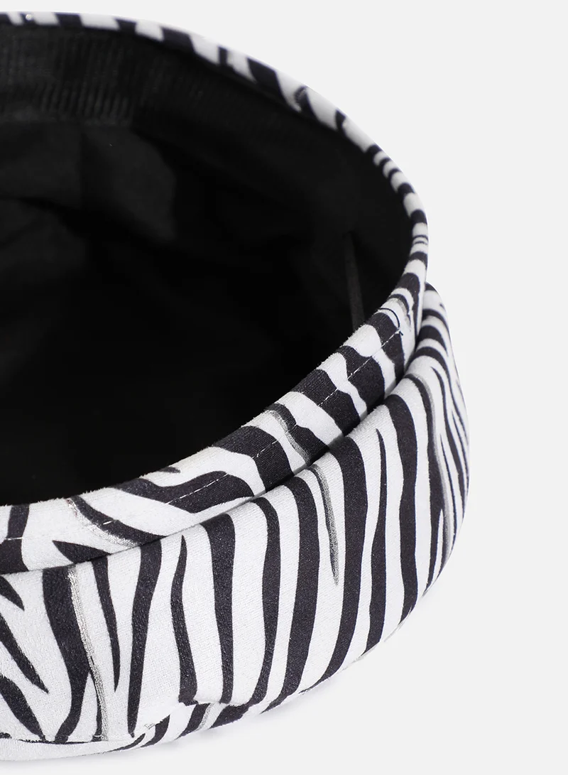 Haute Sauce  Black & White Zebra Textured Beret Hat  | Best Price UAE