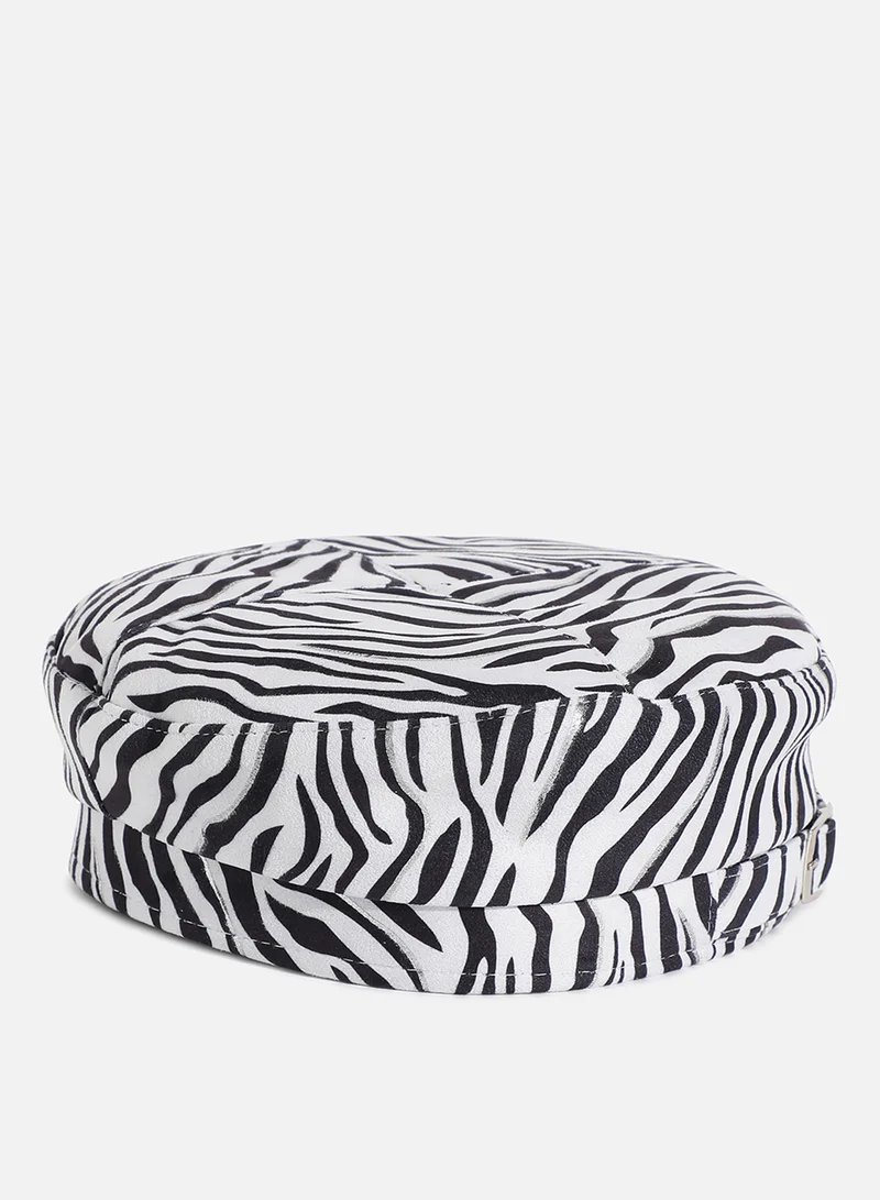 Haute Sauce  Black & White Zebra Textured Beret Hat  | Best Price UAE