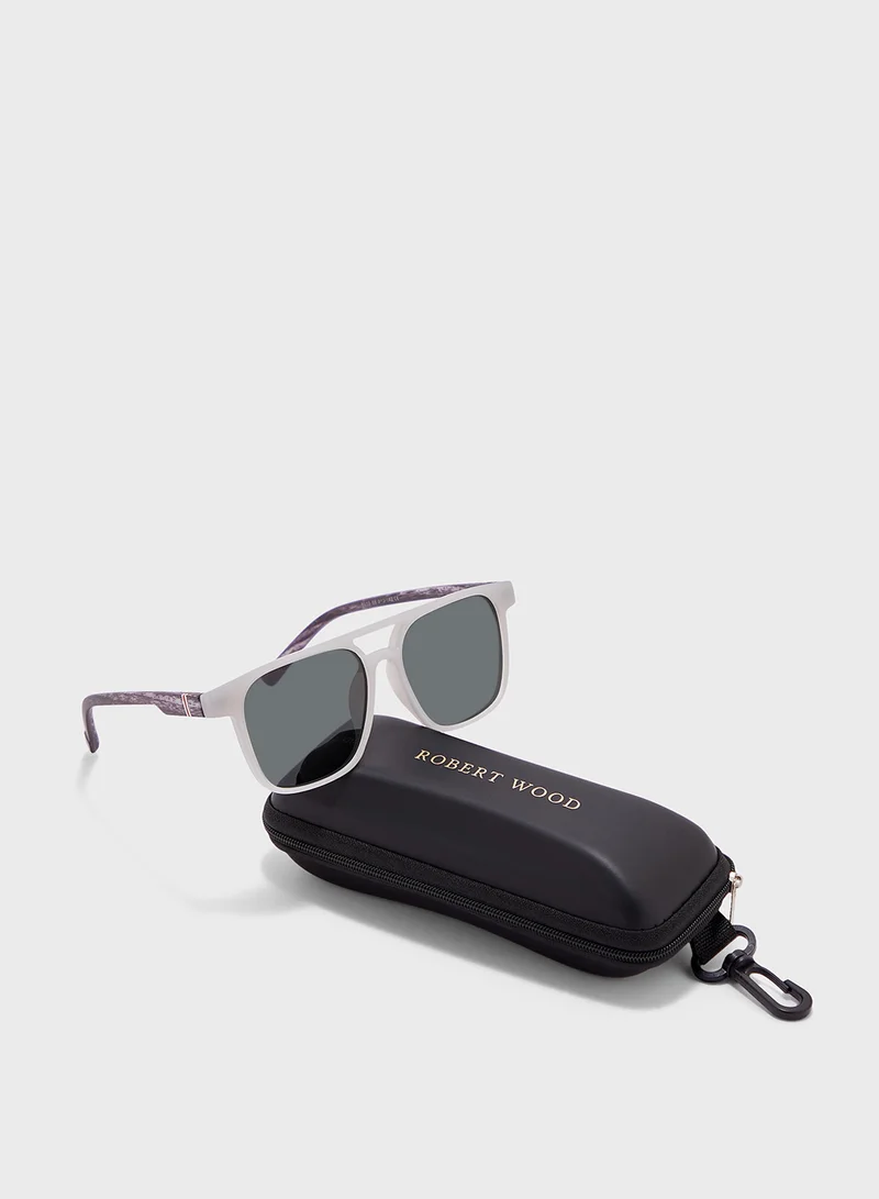 Robert Wood Polarized Lens Matt Finish Wayfarer Sunglasses