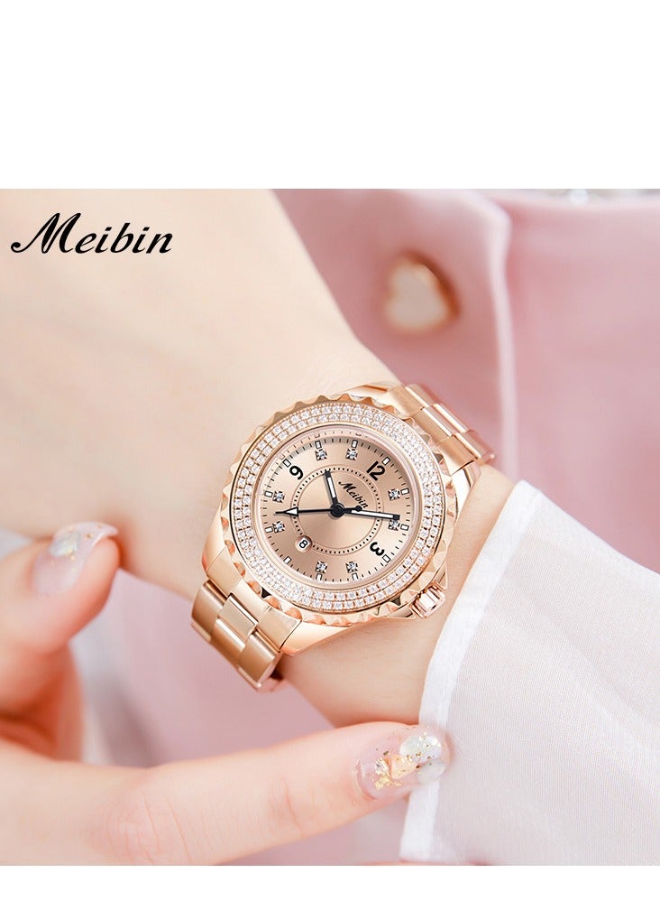 Meibin ساعة نسائية أنيقة مرصعة بالألماس - Image 2