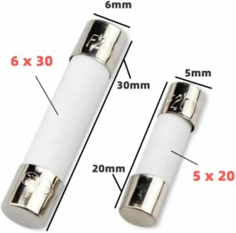 6x30 مم 8A صمامات سريعة الانصهار من السيراميك 0.5A إلى 30A مجموعة أمبير 10 قطع - Image 5