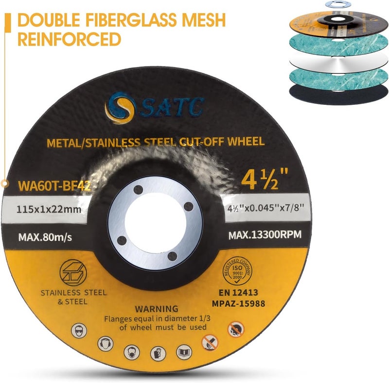 S SATC 25PCS 4 1/2 Cut Off Wheel Grinder Blades 4-1/2" x .045 x 7/8" Cutting Disc Cutting Wheel Die Grinder Cut Off Blades Fits Angle Grinder Air Tool - Image 3