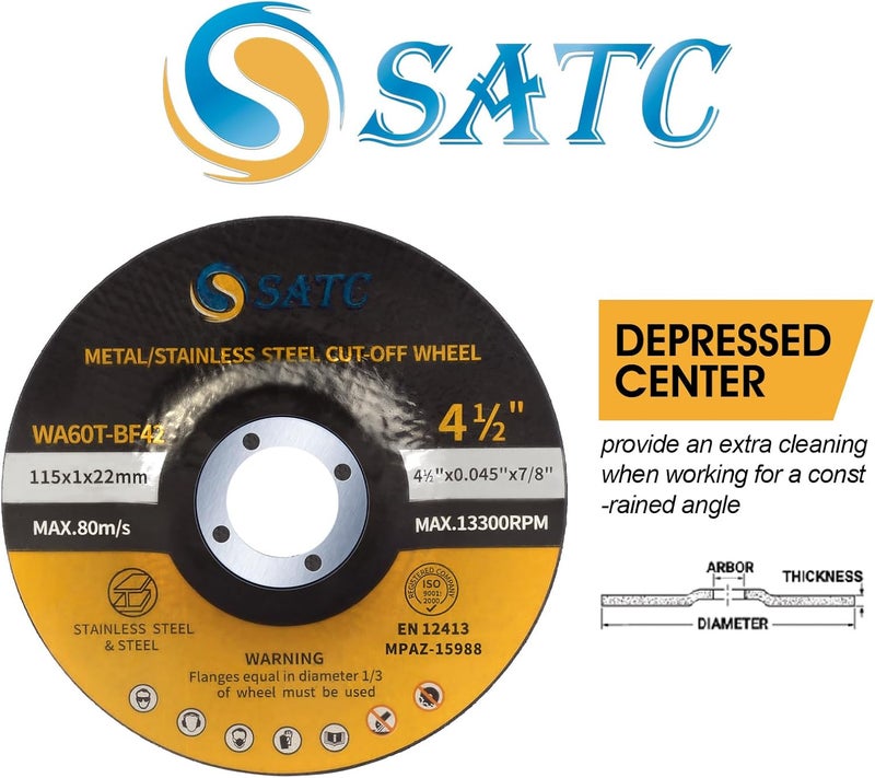 S SATC 25PCS 4 1/2 Cut Off Wheel Grinder Blades 4-1/2" x .045 x 7/8" Cutting Disc Cutting Wheel Die Grinder Cut Off Blades Fits Angle Grinder Air Tool - Image 5