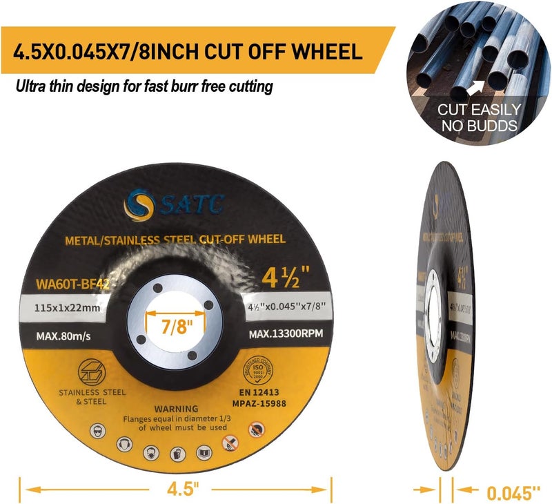 S SATC 25PCS 4 1/2 Cut Off Wheel Grinder Blades 4-1/2" x .045 x 7/8" Cutting Disc Cutting Wheel Die Grinder Cut Off Blades Fits Angle Grinder Air Tool - Image 2